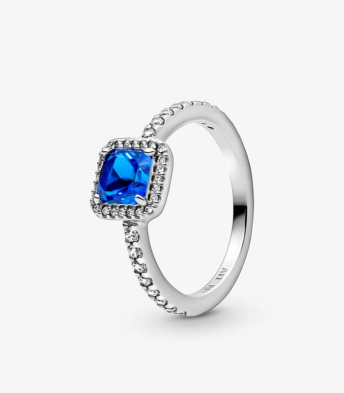 Anillo de halo con destellos cuadrados azules